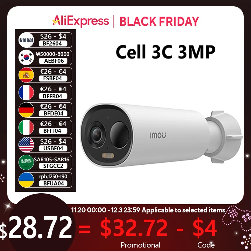 IMOU Cell 3C 3MP cámara de seguridad alimentada por batería cámara inalámbrica WIFI para exteriores cámara de vigilancia de conversación bidireccional IP66 resistente a la intemperie