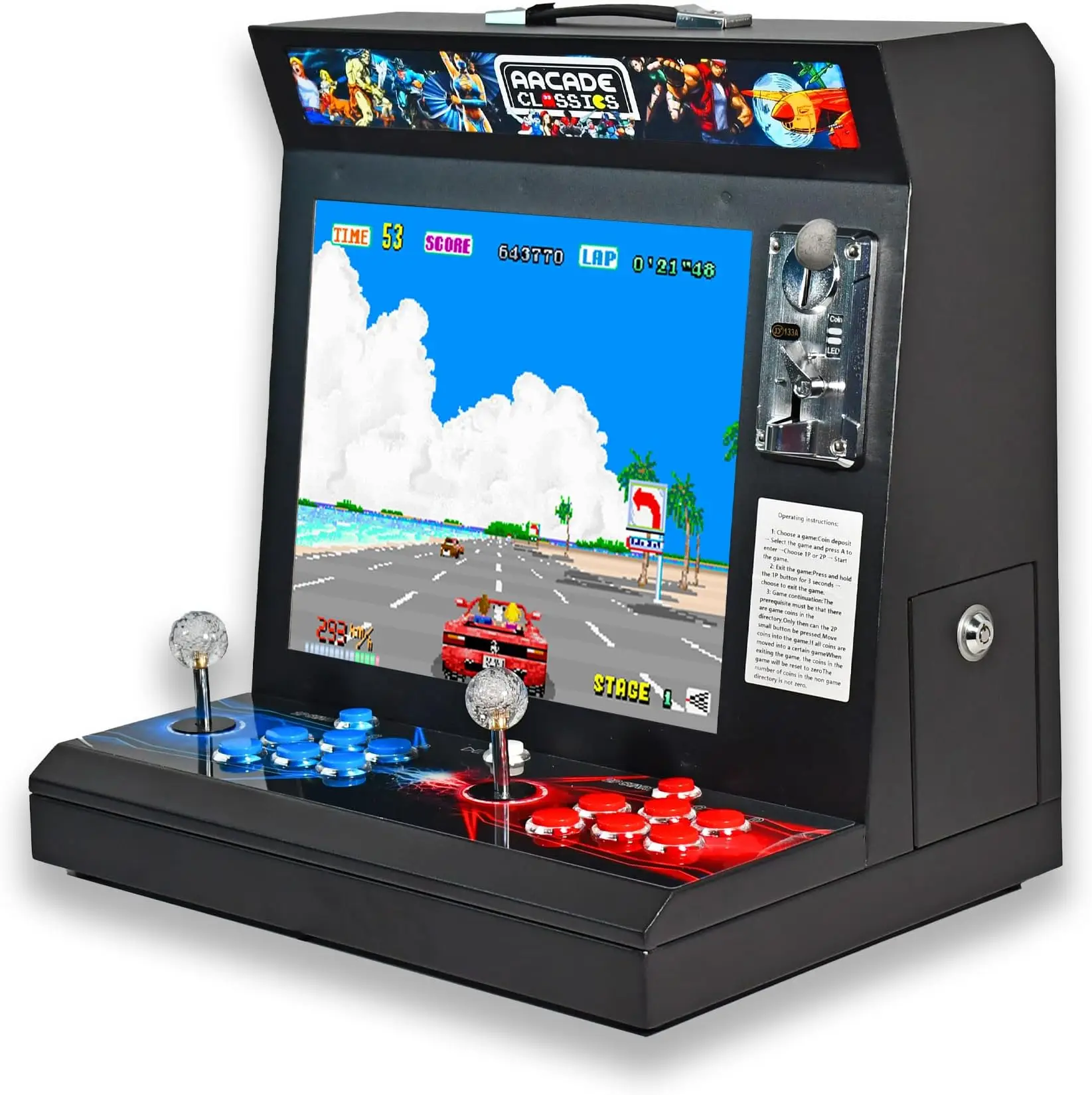 Maquina recreativa Bartop 17" Arcade Unicview, Incluye un Total de 9800 Titulos 3D y 2D, Monitor de 17", Dos Opciones de Juego: Monedero y Modo Libre con opción de Guardar Partida, hasta 4p