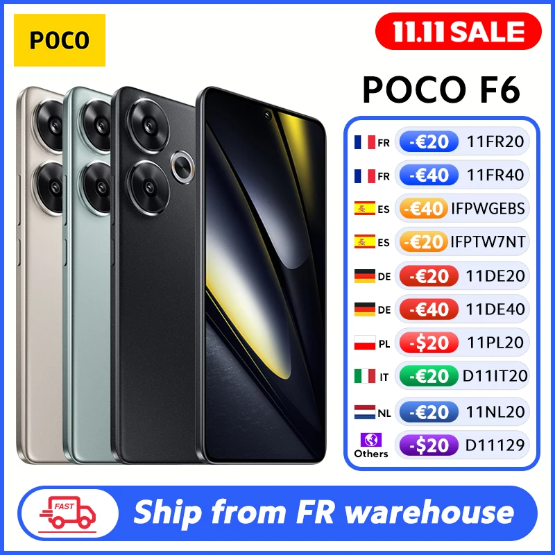 POCO F6 Smartphone Versión Global Snapdragon 8s Gen 3 90W Turbo Carga 5000mAh Batería