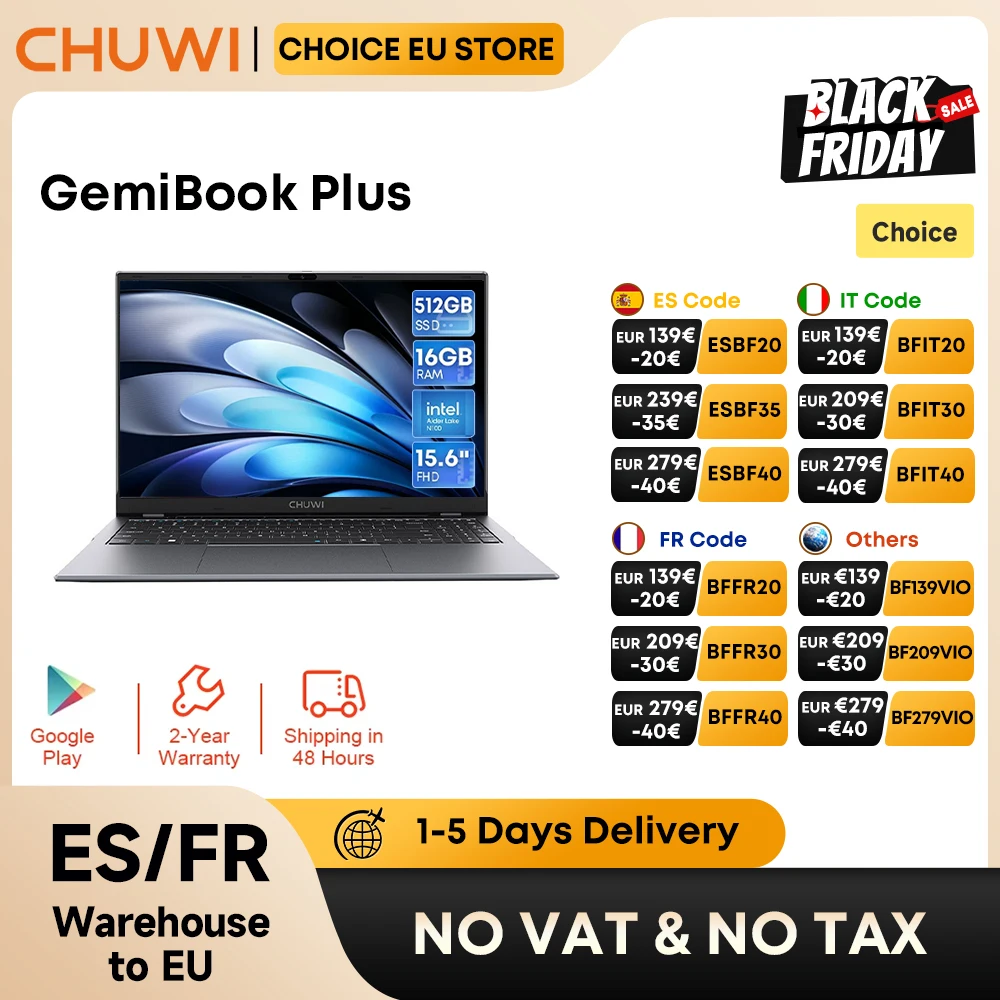 Portátil CHUWI GemiBook Plus 16GB 512GB