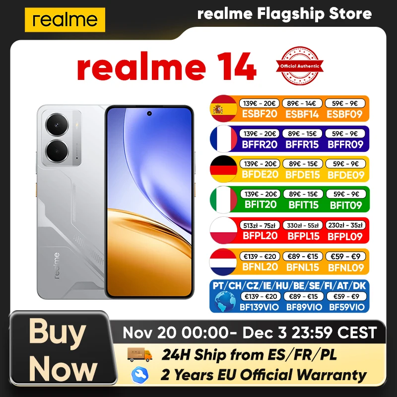 Realme 14 5G  RAM:  8 GB | ROM: 256 GB