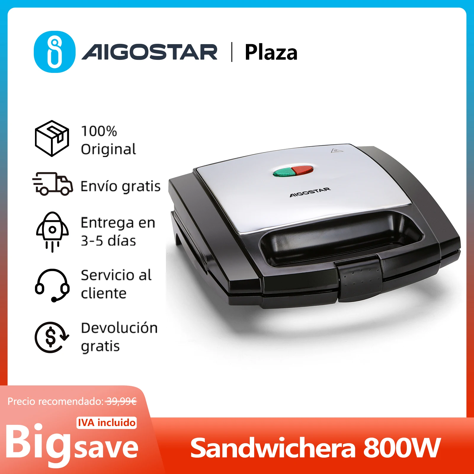 Sandwichera con revestimiento antiadherente