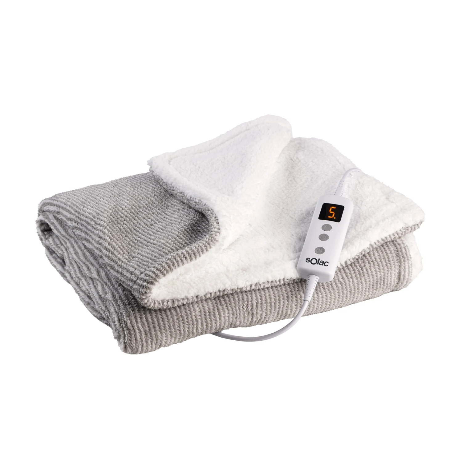 Solac Manta Electrica Kalmar 120W, 150x90cm, 8 Niveles Temperatura, Temporizador 9h, Autoapagado, Protección Sobrecalentamiento, UltraSuave, Apto Lavadora 30ºC (Conector Extraíble), Calor Homogéneo