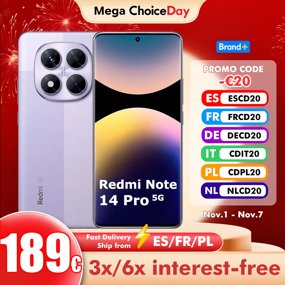 Xiaomi-smartphone Redmi Note 14 Pro, 5G, 8GB/256GB, 12GB/256GB, 12GB/512GB, NFC, versión Global