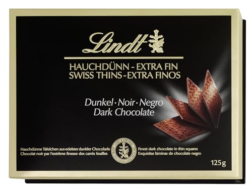 3x125g Lindt Swiss Thins láminas de chocolate negro extra fino
