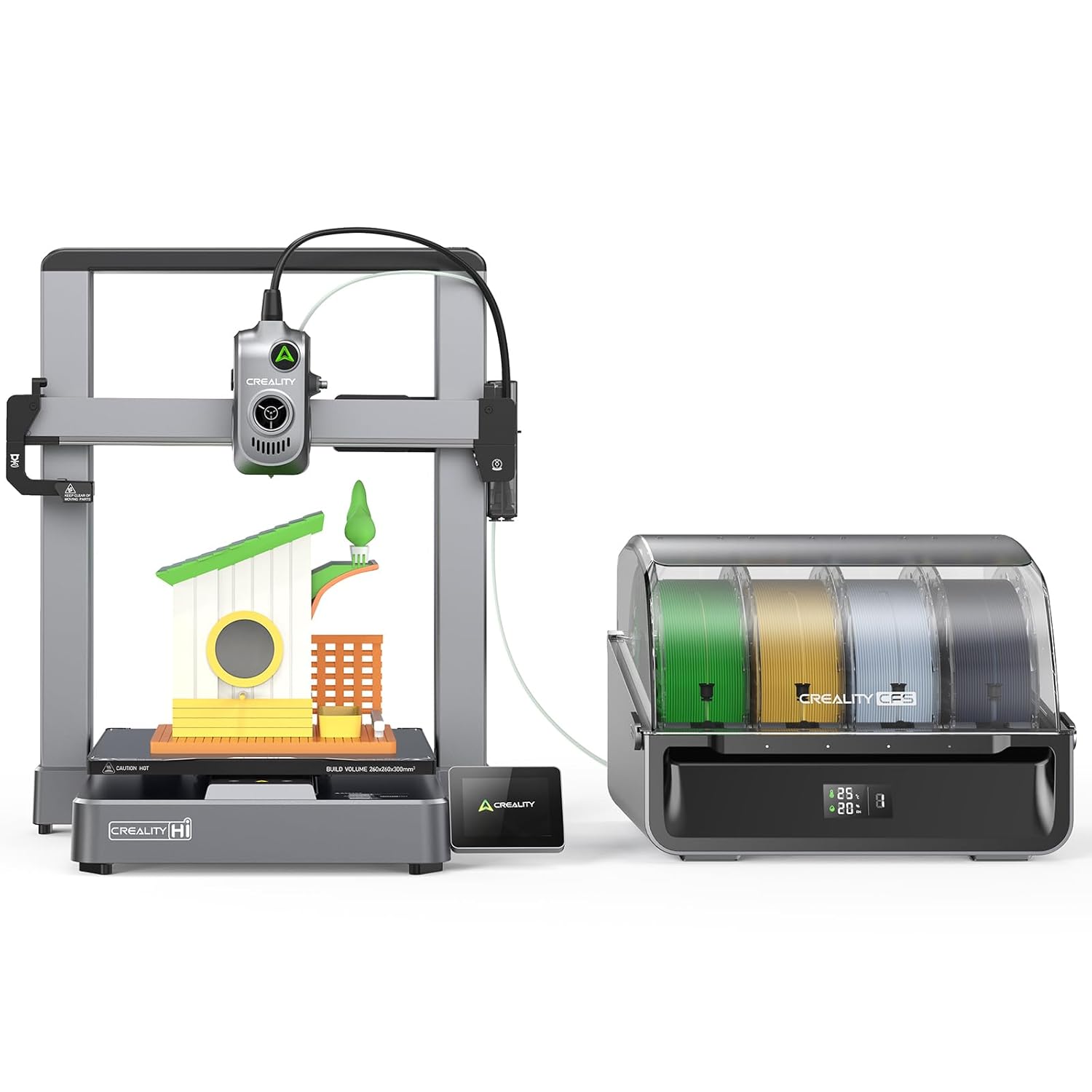 Creality Hi Combo (A) Impresora 3D, impresión Multicolor CFS, nivelación automática, Alta Velocidad de 500 mm/s, Lectura automática de filamento, preensamblado al 95%, 260 x 260 x 300 mm