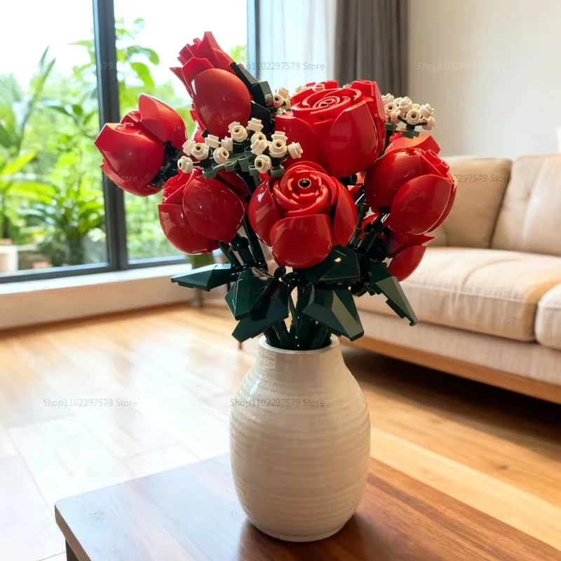 Bloques de construcción estilo LEGO de rosas