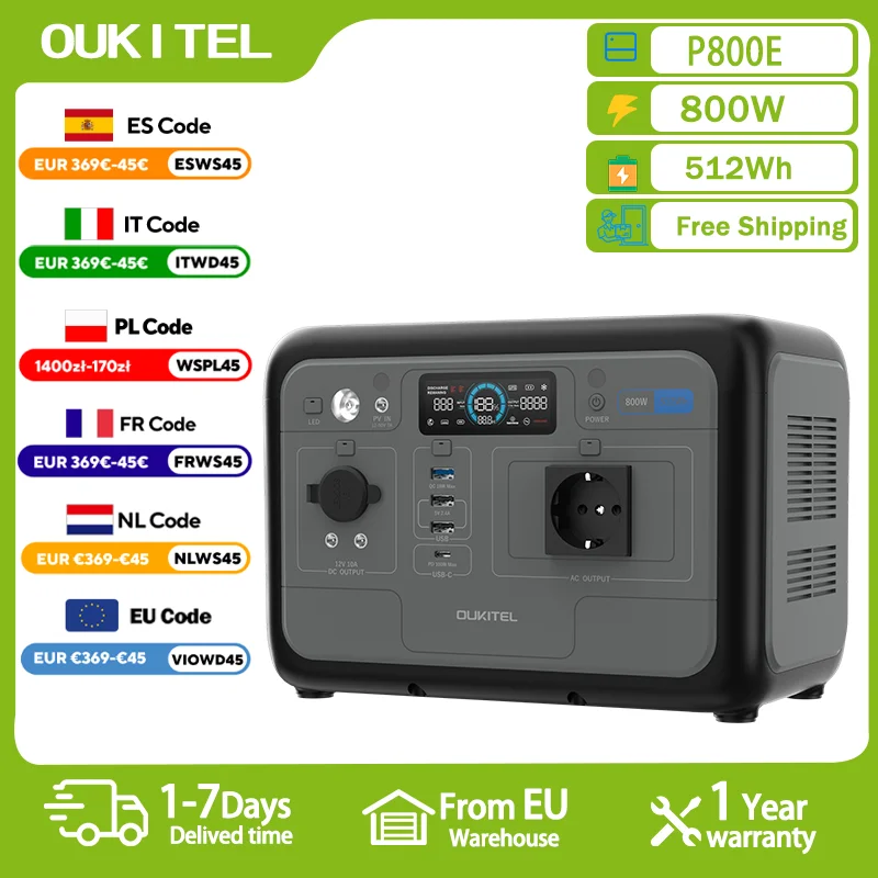 Estación de energía portátil 800W UPS/SAI OUKITEL P800E PLUS.