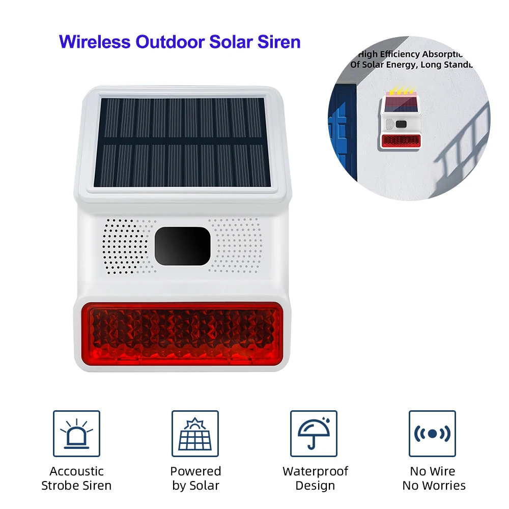 Alarma solar inalámbrica con luz y sonido