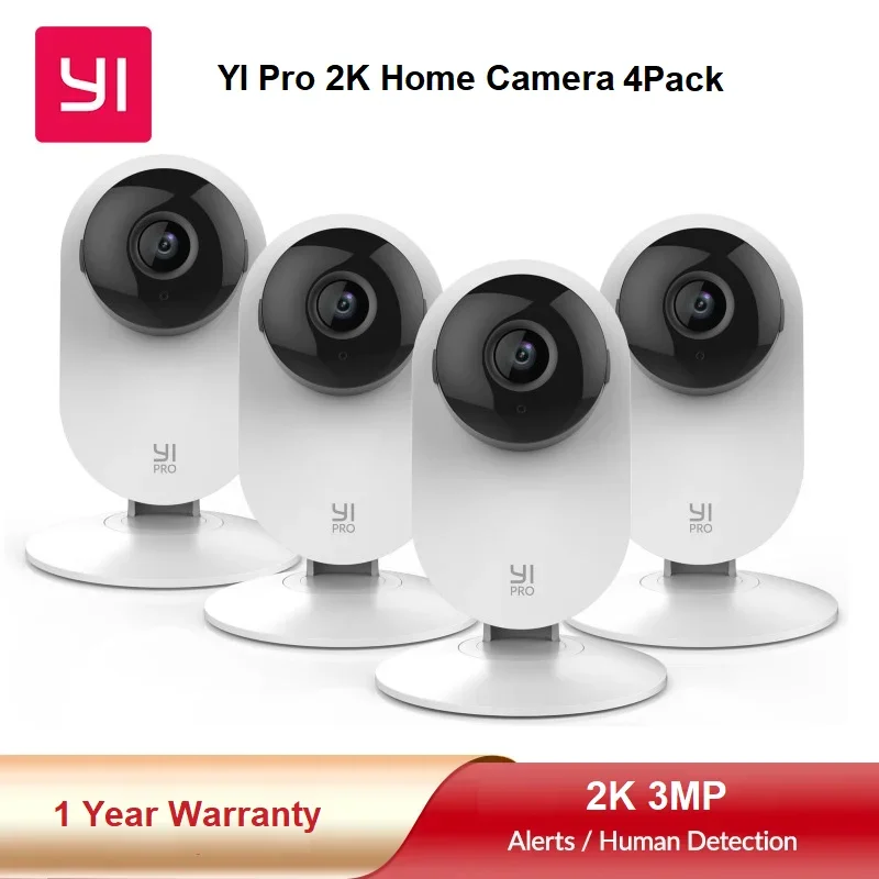Cámaras YI 2K de 3MP, paquete de 2/3/4 cámaras IP para el hogar, sistema de seguridad con visión nocturna para oficina/bebé/muñeca/Monitor de mascotas, Wifi CCTV