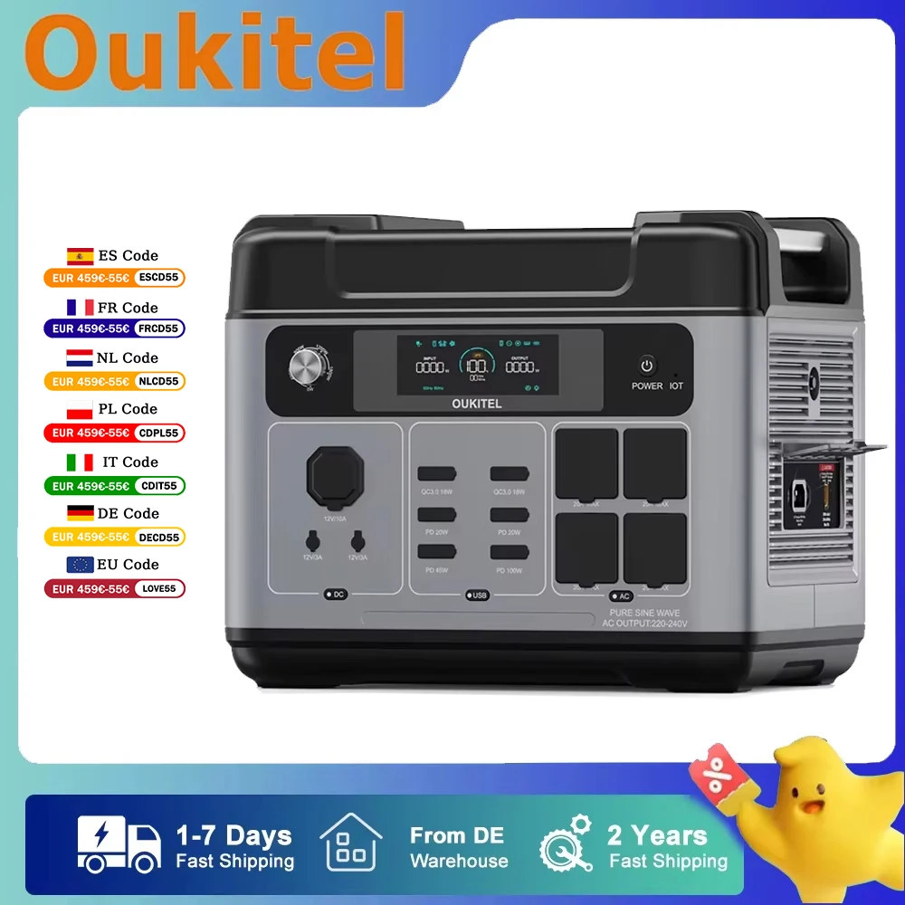 Energía solar portátil Oukitel 2400W