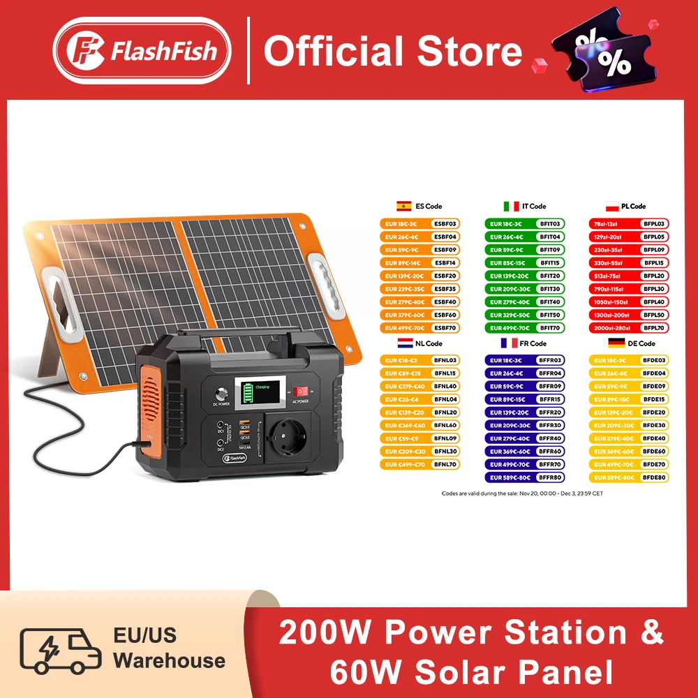 Generador solar portátil FF Flashfish E200