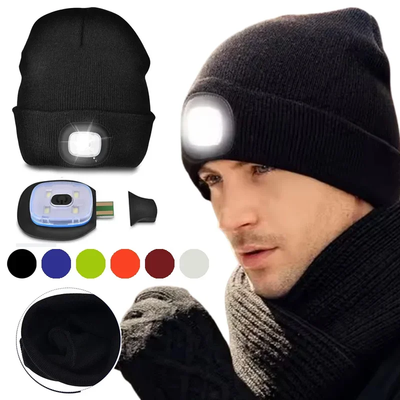 Gorro LED con luz recargable USB