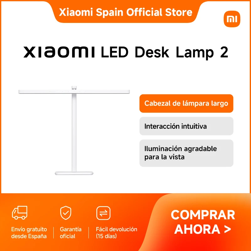 Oficial | Xiaomi LED Desk Lamp 2, Cabezal de lámpara largo, Iluminación agradable para la vista, Diseño elegante