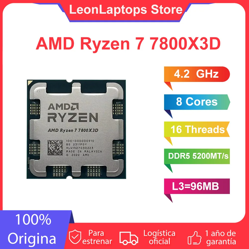 Potencia sin límites: Procesador AMD Ryzen 7 7800X3D 5.0 GHz.