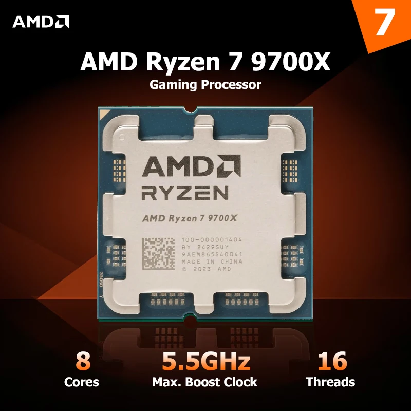 Procesador Gaming AMD Ryzen 7 9700X 8 núcleos.
