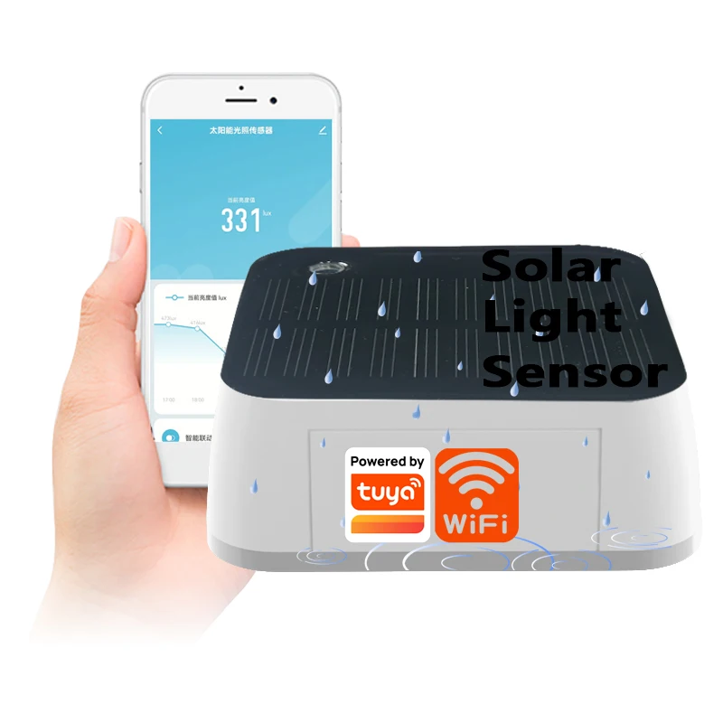 Sensor de Luz Solar WiFi Tuya, Impermeable IP65, Sensor de Luminancia para Exteriores, Detección de Brillo, Fácil de Instalar