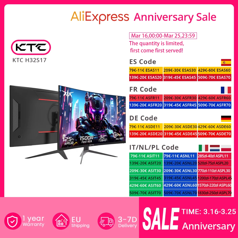 Monitor curvo para juegos KTC H32S17