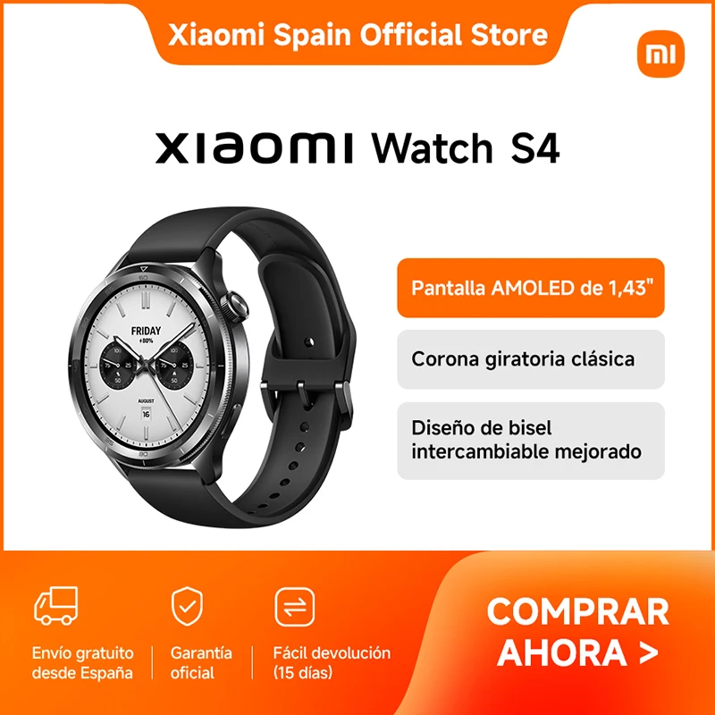 Oficial | Xiaomi Watch S4, Pantalla AMOLED de 1,43"", Corona giratoria clásica, Diseño de bisel intercambiable mejorado