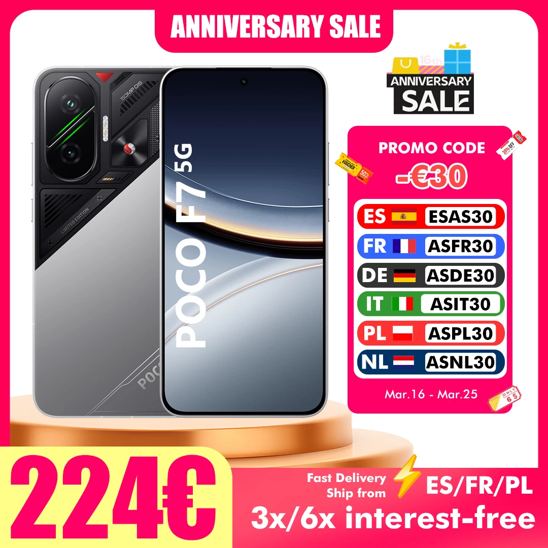 POCO F7 5G 12GB 256GB/512GB NFC Teléfono Inteligente Snapdragon 8S Gen 4 Batería de 6500mAh