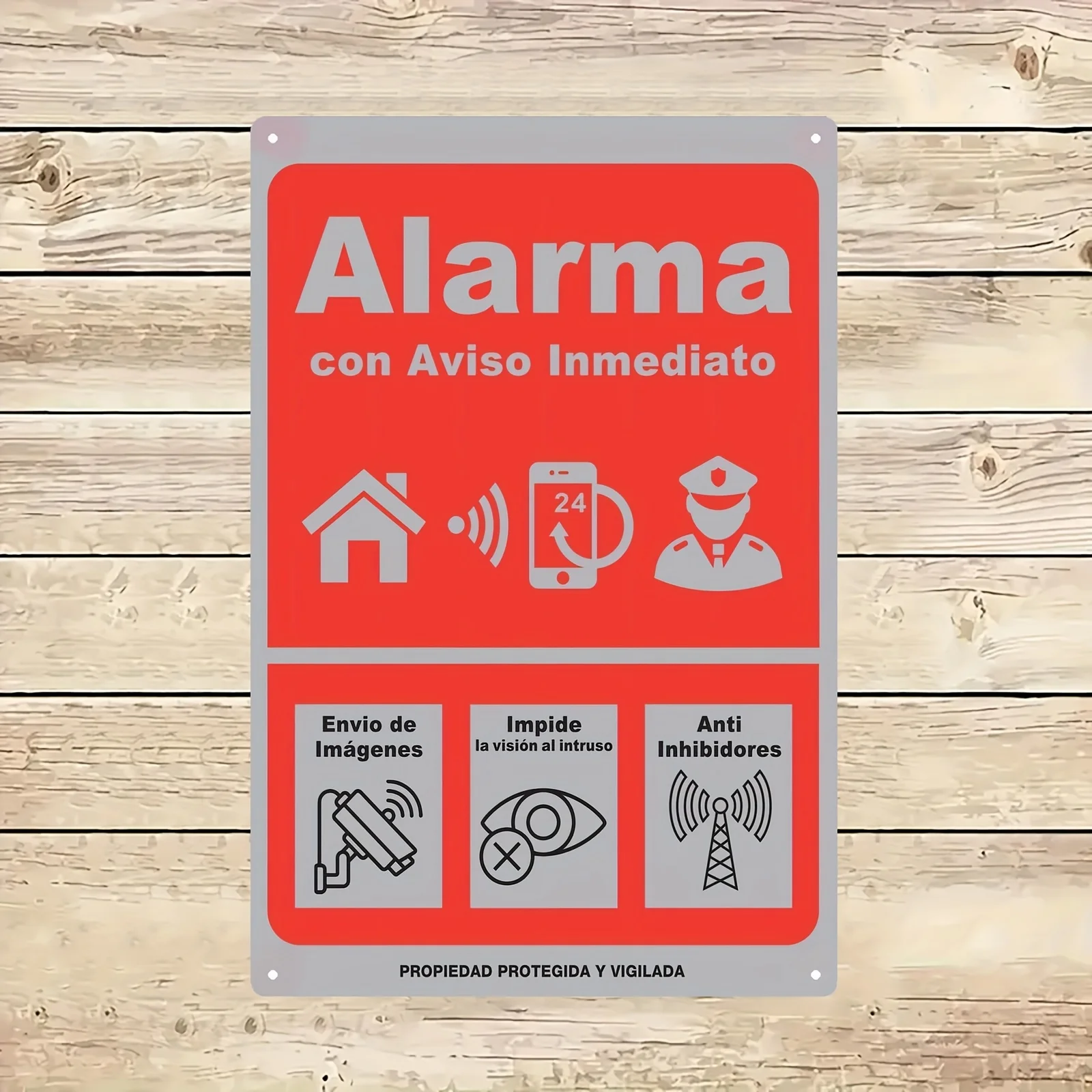 Placa de metal retro sistema alarma