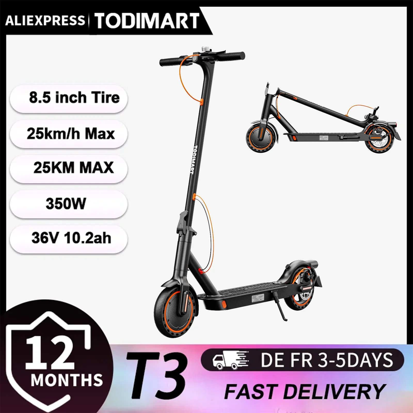 Scooter eléctrico plegable TODIMART T3