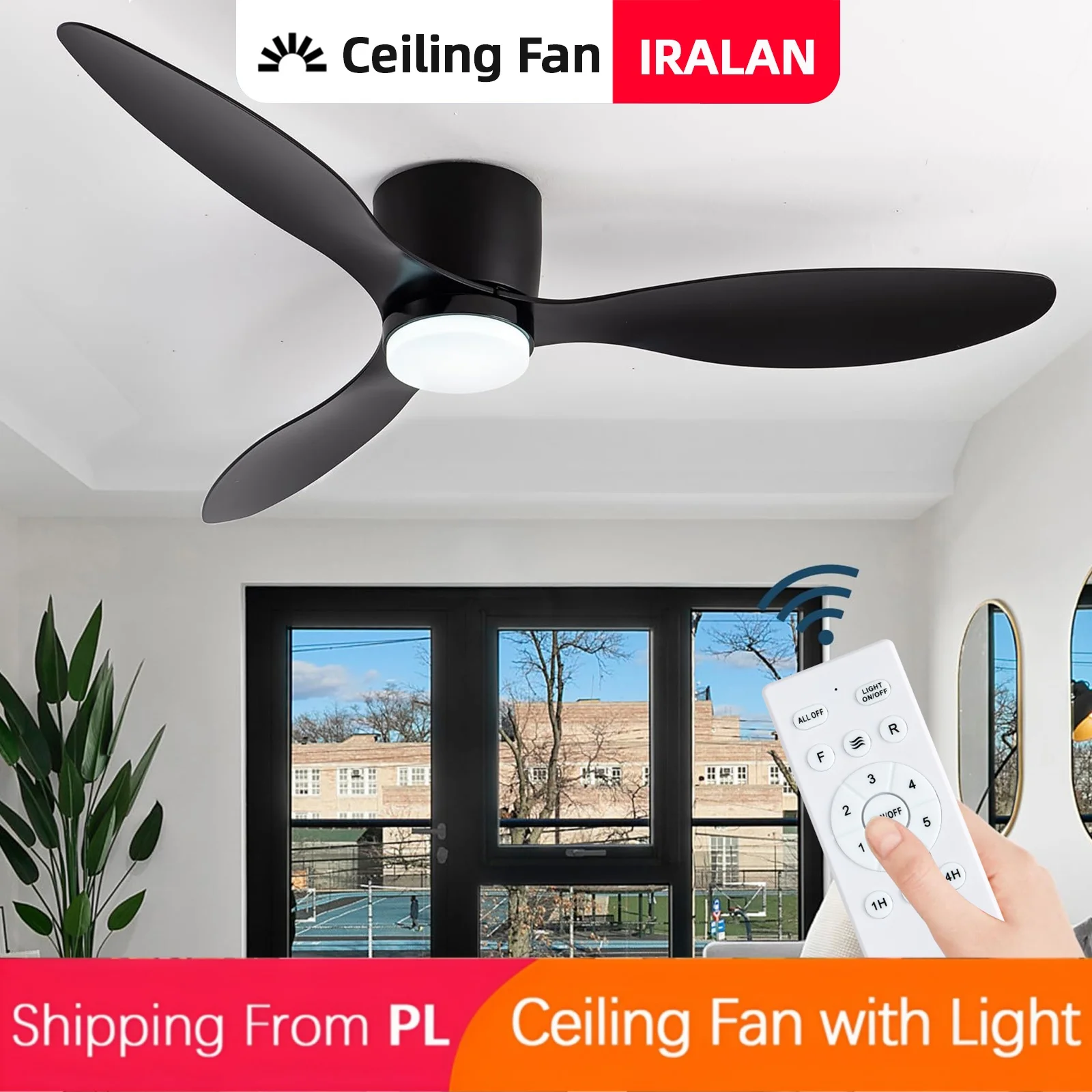 Ventilador de techo IRALAN con luz ajustable