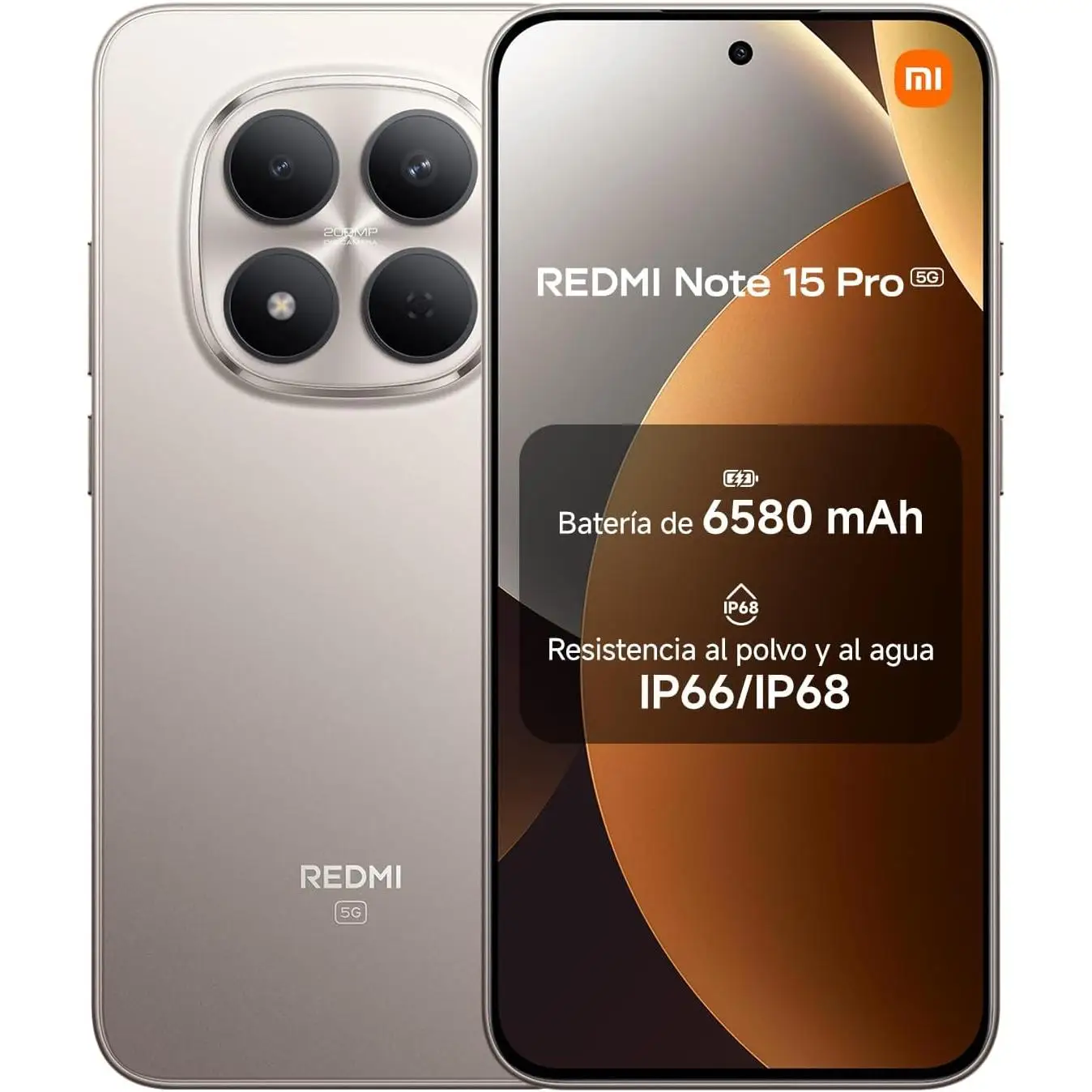 XIAOMI REDMI Note 15 Pro 5G - Pantalla de 6,83" 1.5K AMOLED, MediaTek Dimensity 7400-Ultra, cámara de 200MP, batería de 6580 mAh, Cargador no Incluido