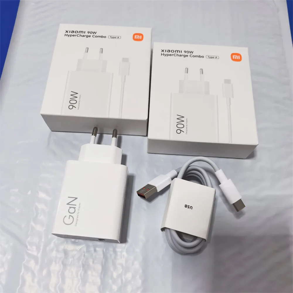 Cargador Xiaomi 90W POCO X7 X6 Pro, Adaptador EU Hypercharge con Cable USB Tipo C para Xiaomi 15 14 13 Ultra 12 11 Redmi K70 60 Pro