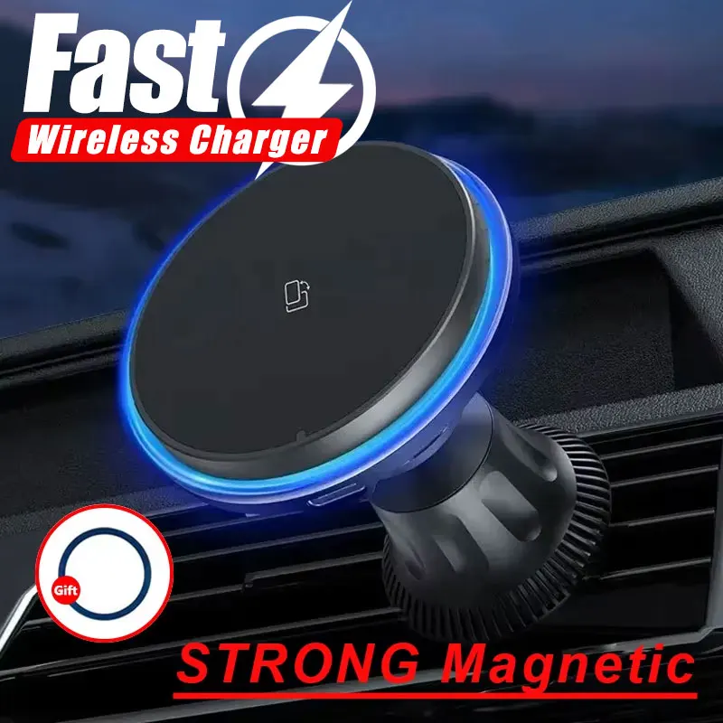 Cargador inalámbrico magnético LED/RGB para coche