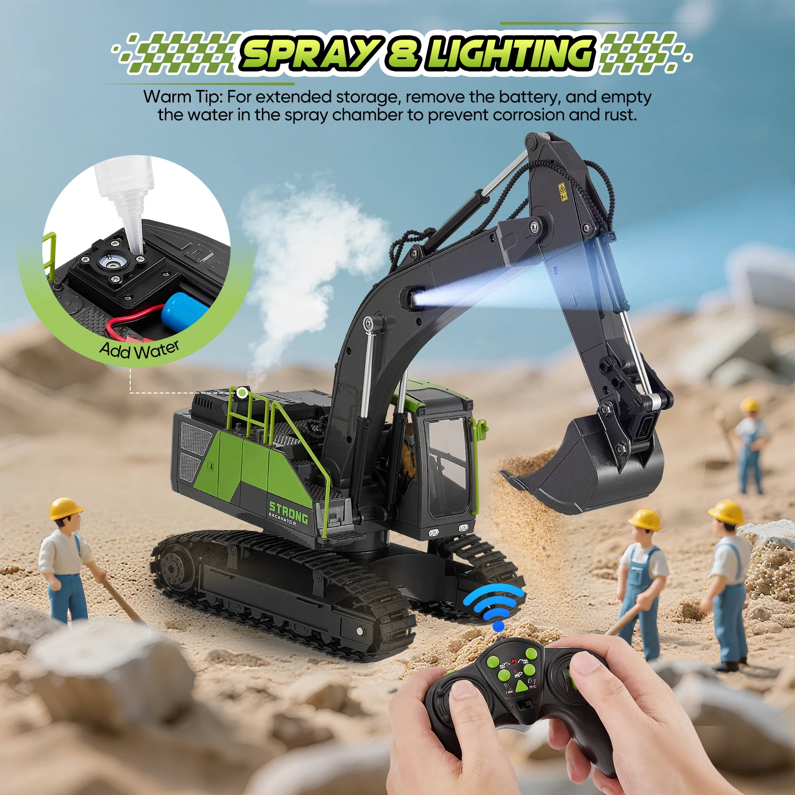 Excavadora RC giratoria 680 de 2.4Ghz y 13 canales, escala 1:18, vehículo de ingeniería RC con control remoto, excavadora de metal y plástico, juguete RTR para niños.