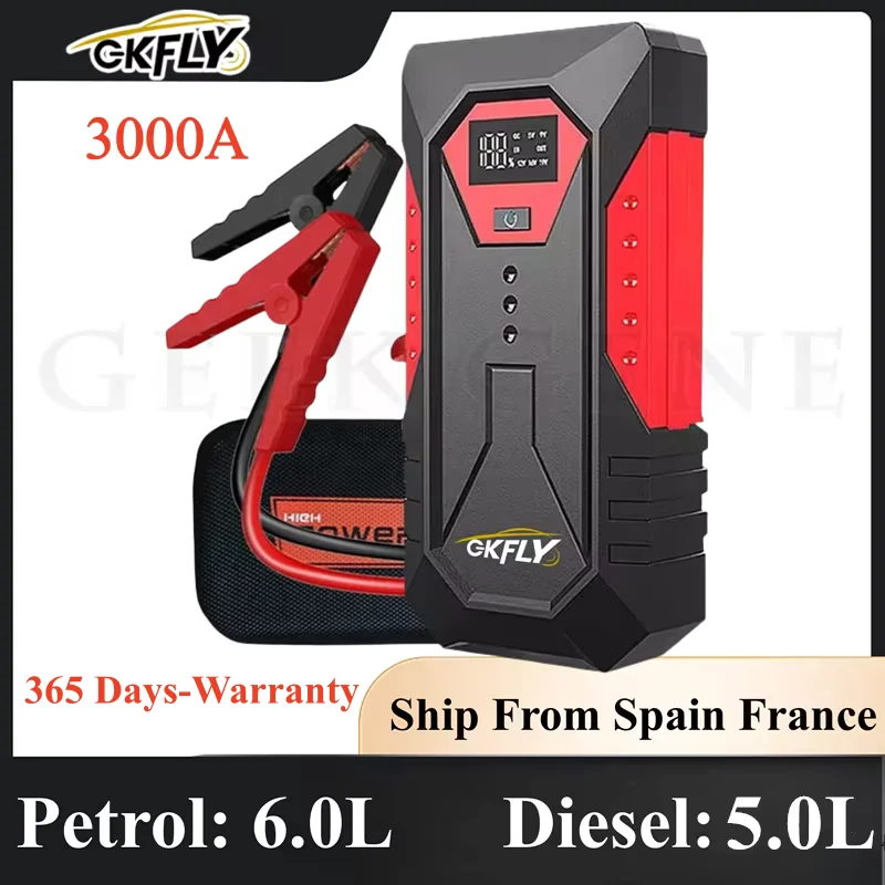 GKFLY 2000A 3000A 4000A arrancador de batería de coche banco de energía grande refuerzo de batería de coche 12V dispositivo de arranque de coche para gasolina 6.0L diésel 5.0L