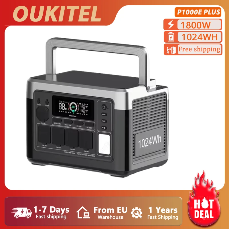 Generador portátil OUKITEL P1000 PLUS 1800W, energía sin límites