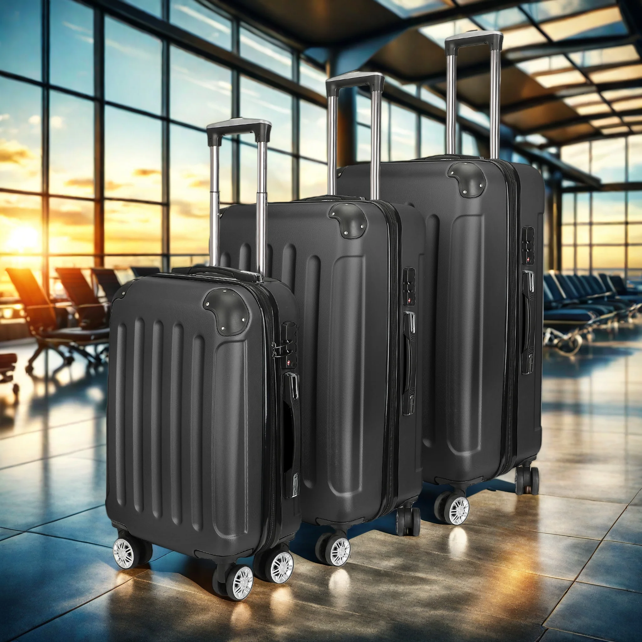 Juego Maletas Anajqaqia 3 Piezas Negras