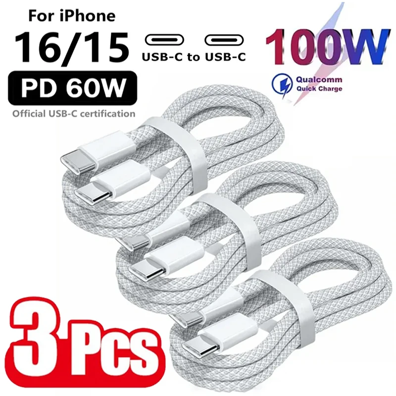 Pack 3 cables USB C a USB C 100W