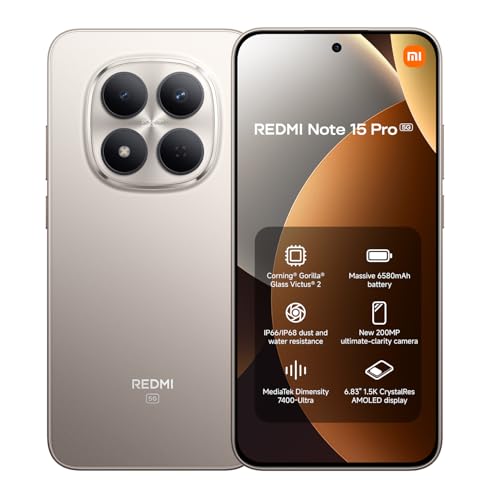 Redmi Note 15 Pro 5G 8+256 Titanium (No Power Adapter Included)