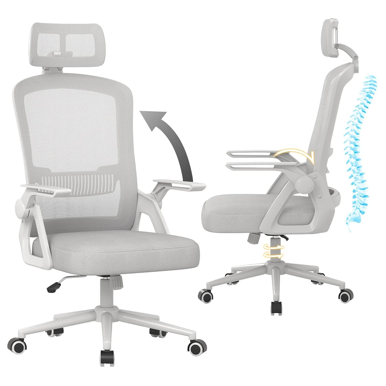 Silla de oficina ergonómica con soporte lumbar