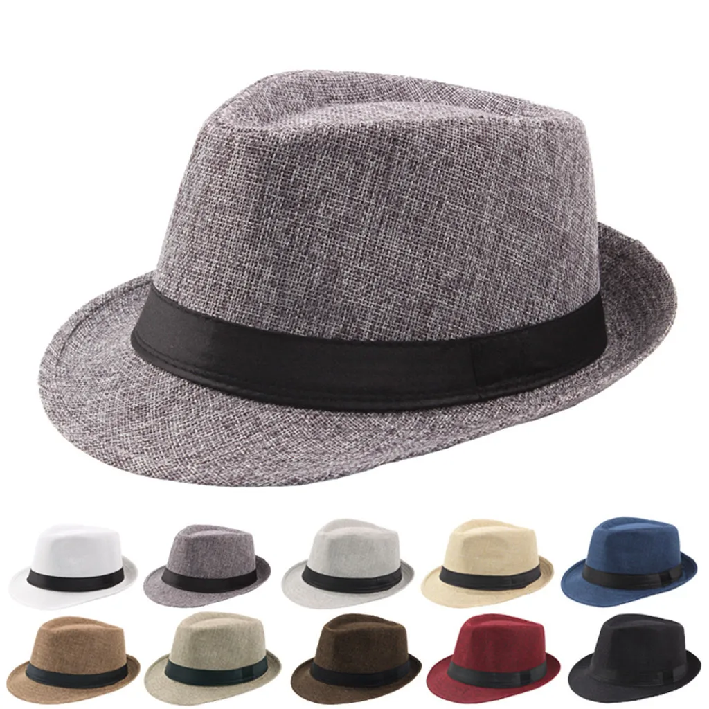 Sombrero Fedora de paja para hombre