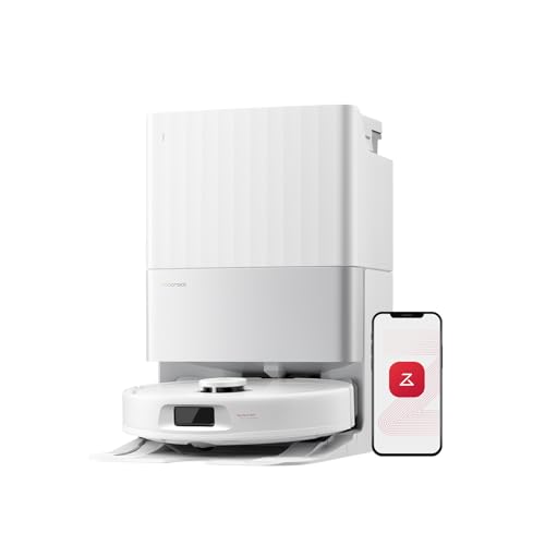 roborock Qrevo S5V Robot Aspirador 12,000Pa de Succión, Doble Cepillo Anti Enredos, Evitación Inteligente de Obstáculos, Doble Mopa Giratoria Elevable, Auto Vaciado y Rellenado, Blanco