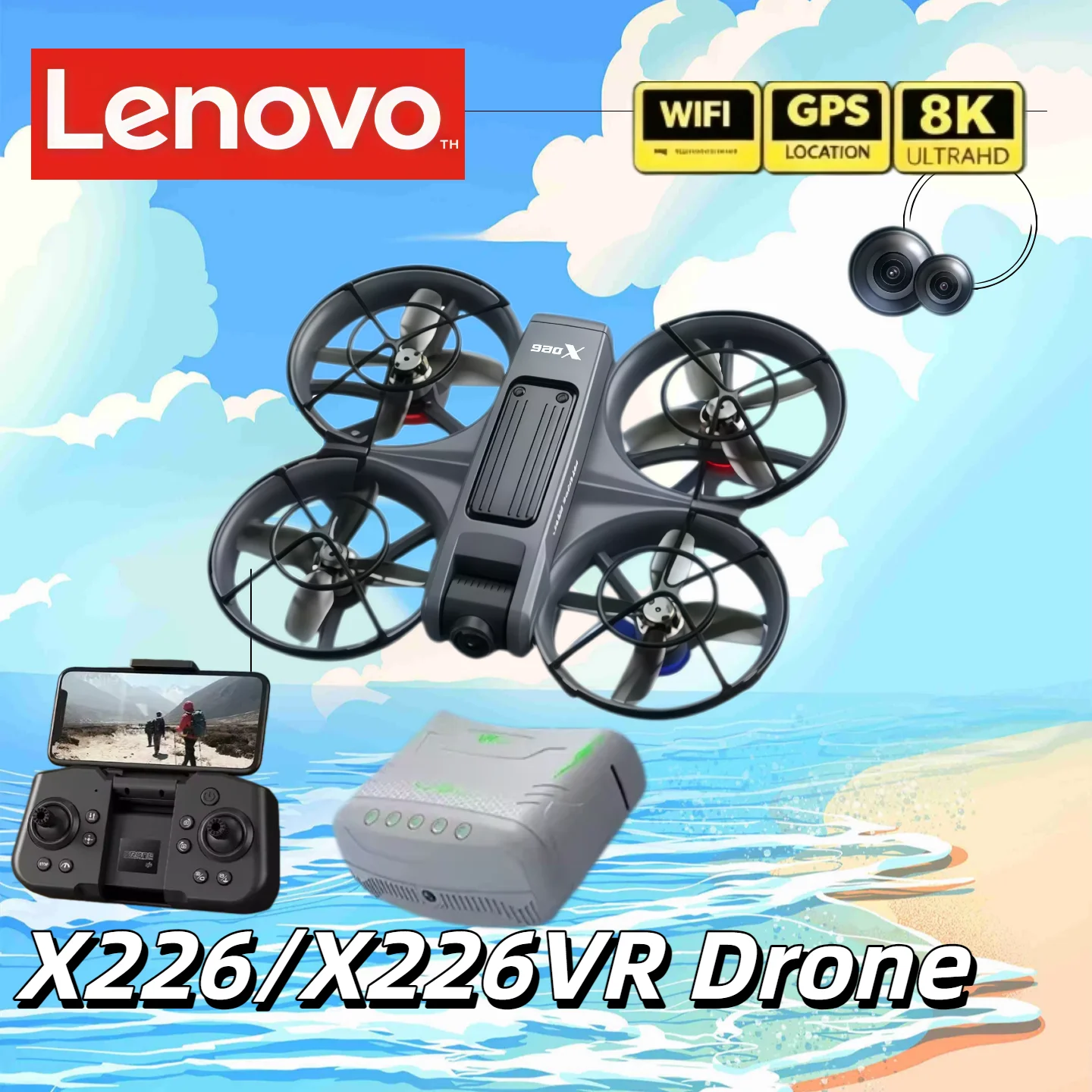 Dron Lenovo 8K X226 Profesional WiFi