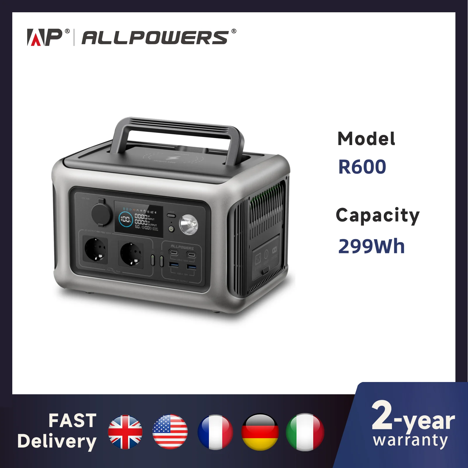 Estación de energía portátil 600W ALLPOWERS R600