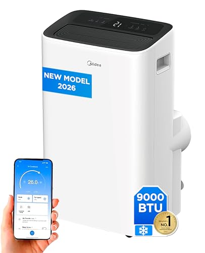 MIDEA Pingüino Aire Acondicionado Portátil 4 en 1 | 2250 Frigorías/9.000 BTU con Control por App | Climatizador y Deshumidificador hasta 25m2 - Modo Sleep, Mando a Distancia | Incluye kit de ventana