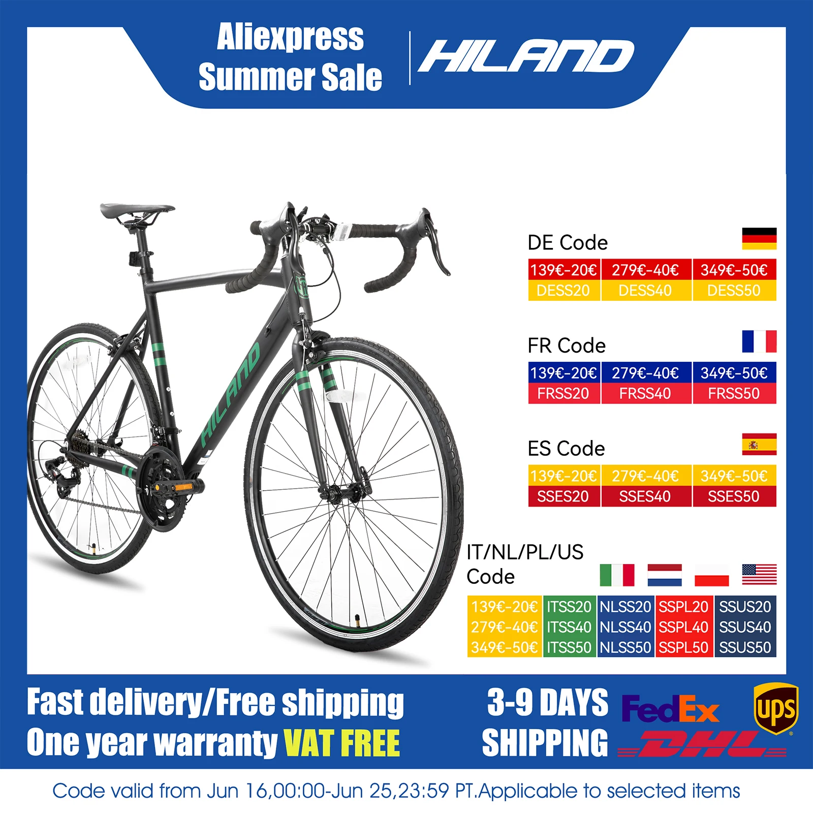Bicicleta de carretera Hiland Shimano 14V