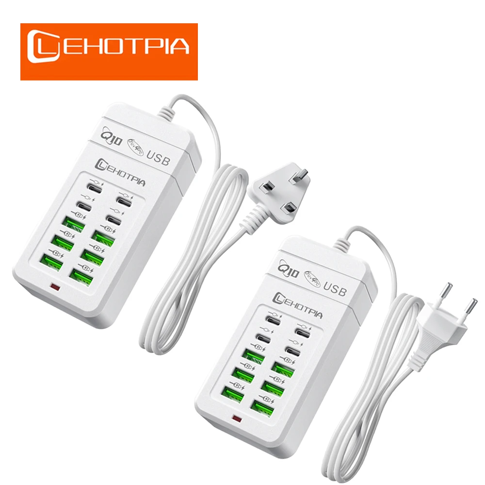 Cargador múltiple con 6 USB-A y 4 USB-C