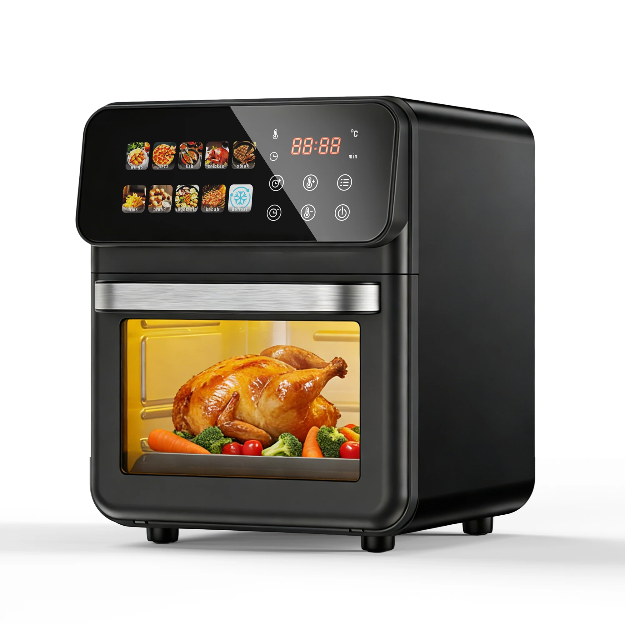 Freidora de Aire de 10L con Pantalla Táctil a Color y Ventana de Visualización, Freidora de Aire Digital Grande, 10 Ajustes Preestablecidos, 80–200 ° Control de Temperatura C