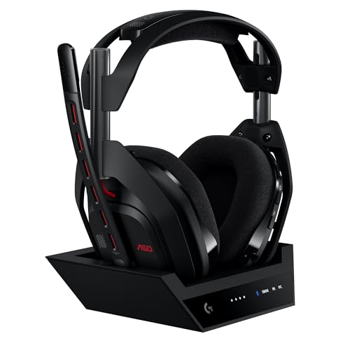 Logitech G Astro A50 Lightspeed Auriculares inalámbricos para Gaming + Base (5.ª Gen), Pro-G Graphene, Cambio Entre 3 Sistemas, USB-C, Xbox, PS5, PC, Nintendo Switch, Switch 2, Bluetooth - Negro