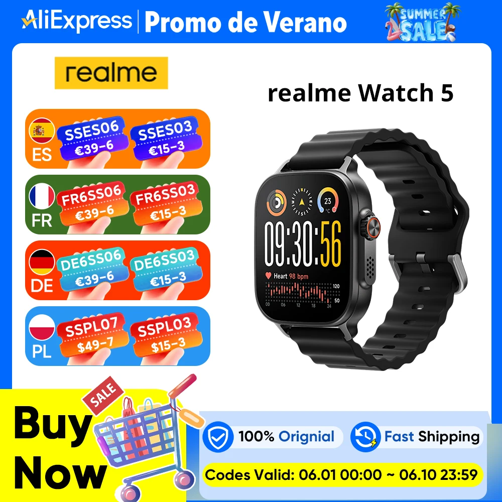 Smartwatch realme Watch 5 con GPS