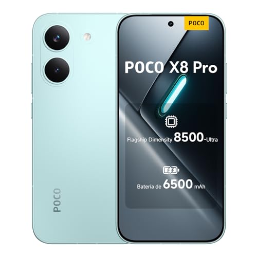 XIAOMI POCO X8 Pro - Smartphone de 8+512GB, Dimensity 8500-Ultra, batería de 6500 mAh, Sensor Sony IMX882 de 50MP con OIS, 1 año de garantía Extra, Cargador no Incluido, Verde (Versión ES)