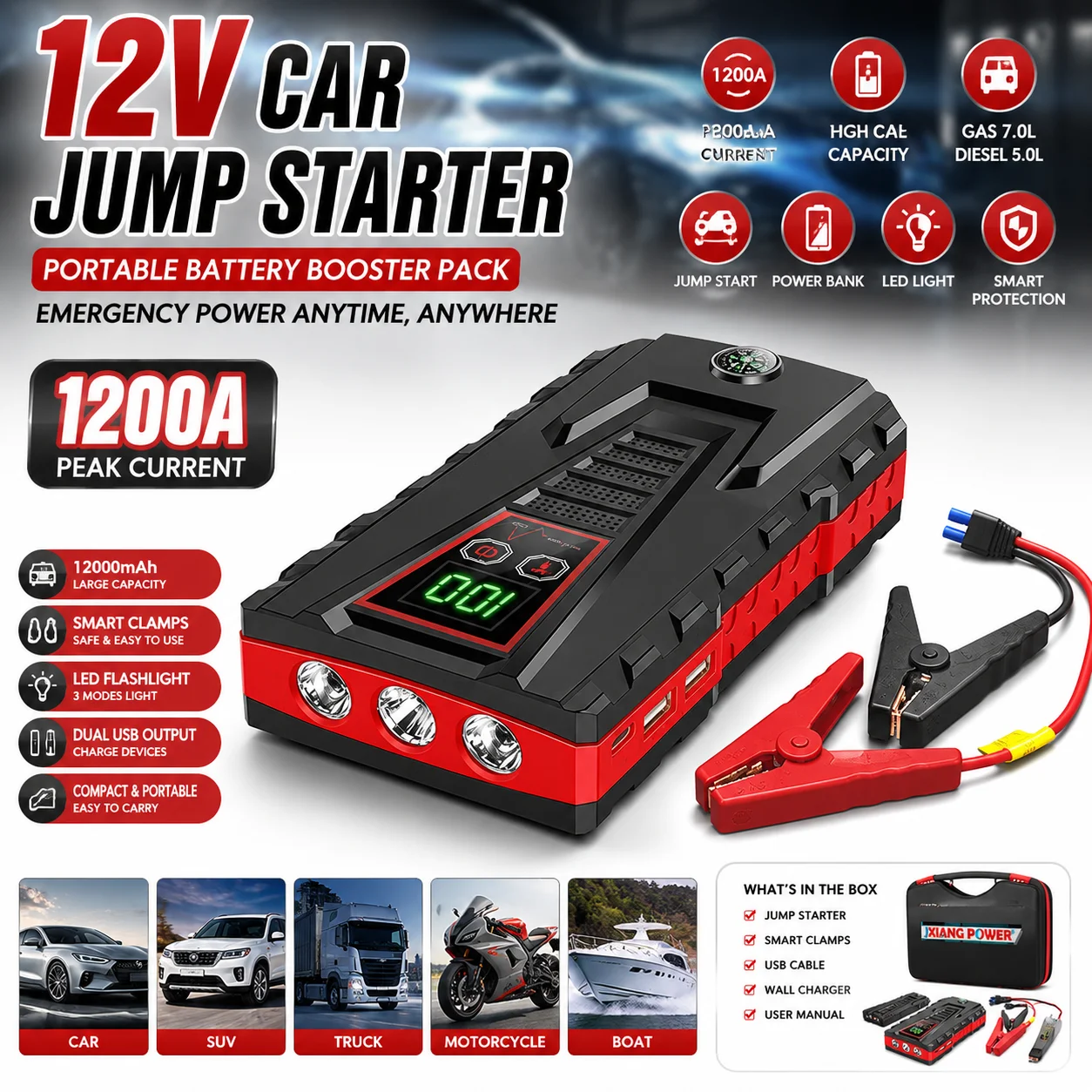 Arrancador de Coches portátil 12V
