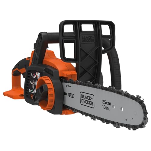 BLACK+DECKER GKC1825LB-XJ - Motosierra sin cable 18V, Longitud de la barra 25 cm, Depósito de 55 ml, Lubricación semiautomática, Tensor de cadena sin herramientas, No incluye cargador ni batería